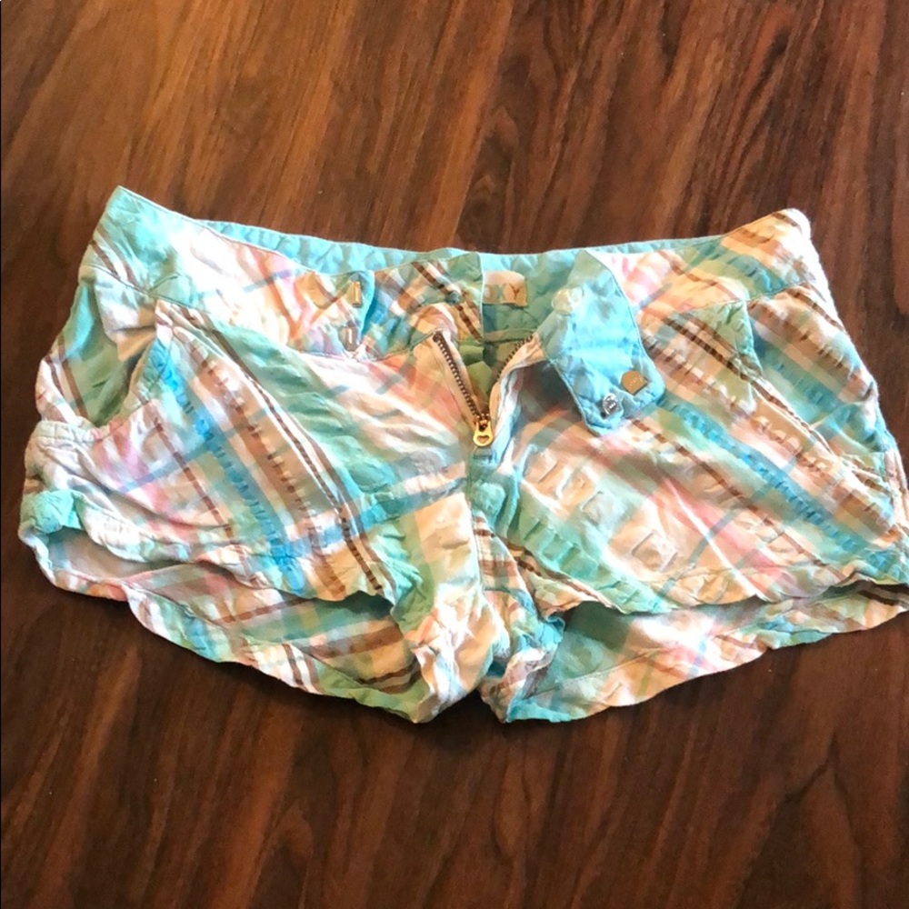 Roxy Seersucker Plaid Madras Shorts S